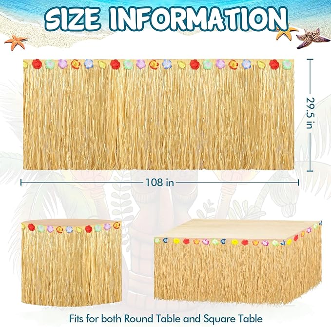 101PCS Hawaiian Themed Party Decorations Set, Tropical Beach Aloha Summer Party Supplies, Including Backdrop, Table Skirt, Honeycomb Centerpieces, Balloons for Luau, Tiki Birthday Party