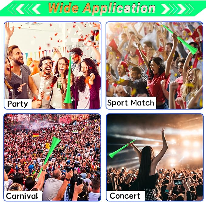 Collapsible Stadium Horn 24 Inch Vuvuzela Plastic Trumpet Blow Horns Noisemakers Loud Sound Soccer Cheer Horn for Sporting Events Graduation Games School Party Supplies Favors Accessories