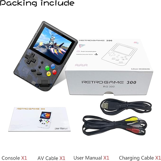 RG300 Handheld Game Console,Retro Game Console with 64G TF Card Built in 5000 Classic Games,Portable Game Console 2.8 inch Full View IPS Screen