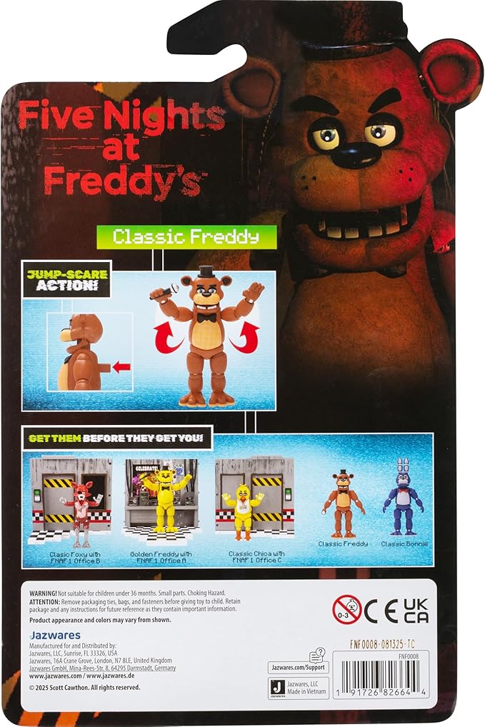 Jazwares Five Nights at Freddy’s Classic Freddy - 5-Inch Articulated Figure with Jumpscare Feature and Glow-in-The-Dark Eyes