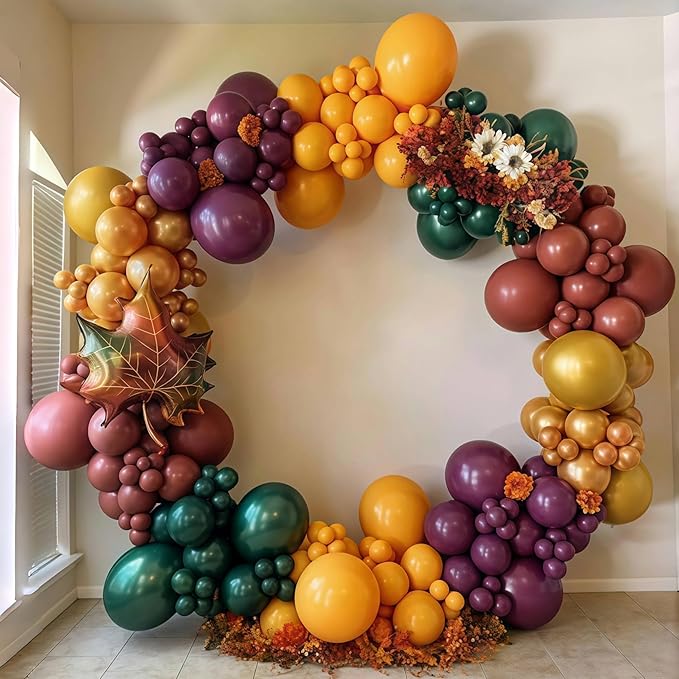 Safari Balloons, Burnt Orange Terracotta Mustard Yellow Burgundy Sage Green Coffee Brown Autumn Fall Color Balloon for Thanksgiving Harvest Baby Shower Woodland Dinosaur Birthday Party Decoration