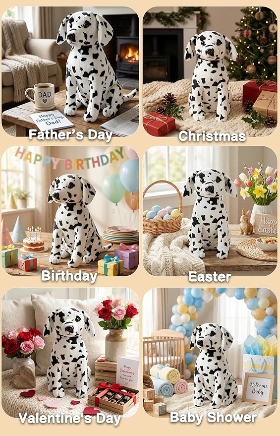 Dalmatian Stuffed Animals, Stuffed Dalmatian, Stuffed Puppy Dog Plush Toys for Boy Girl Kids Birthday, 12 inches