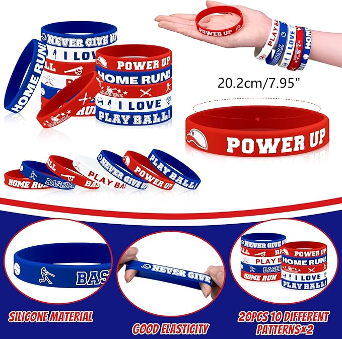 110 Pcs Baseball Party Favors, Drawstring Bags Baseball Goodie Bags with Keychains Silicone Bracelets Stickers Gift Bags for Baseball Themed Birthday Party Favors Supplies