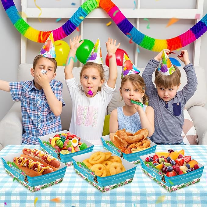 25Pcs Marine Disposable Paper Food Trays for Marine Theme Birthday Party Supplies Baby Shower Decorations