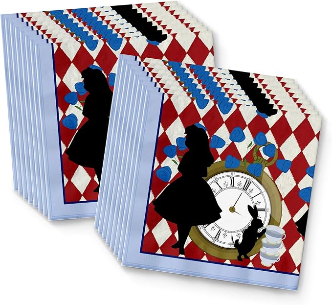 Alice in Wonderland Birthday Party Supplies Set - Alice in Wonderland Decorations - Alice in Wonderland 1st Birthday - Birthday Party for Girl | Tableware Includes Plates Napkins and Cups | Kit for 16