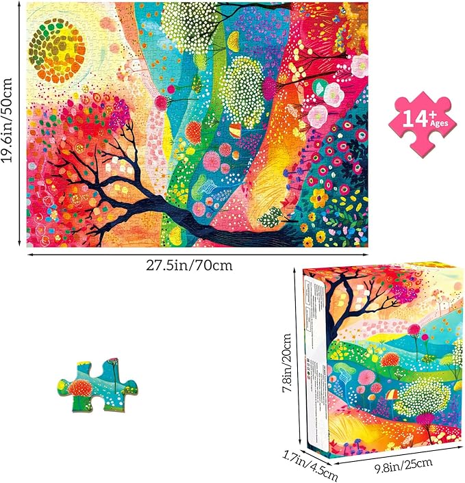 Fall Autumn Colors Jigsaw Puzzles, Puzzles for Adults 1000 Pieces, Crimson Canopy Hard Difficult Challenging Puzzle, Home Decoration Puzzle, Interlock Perfectly No Dust