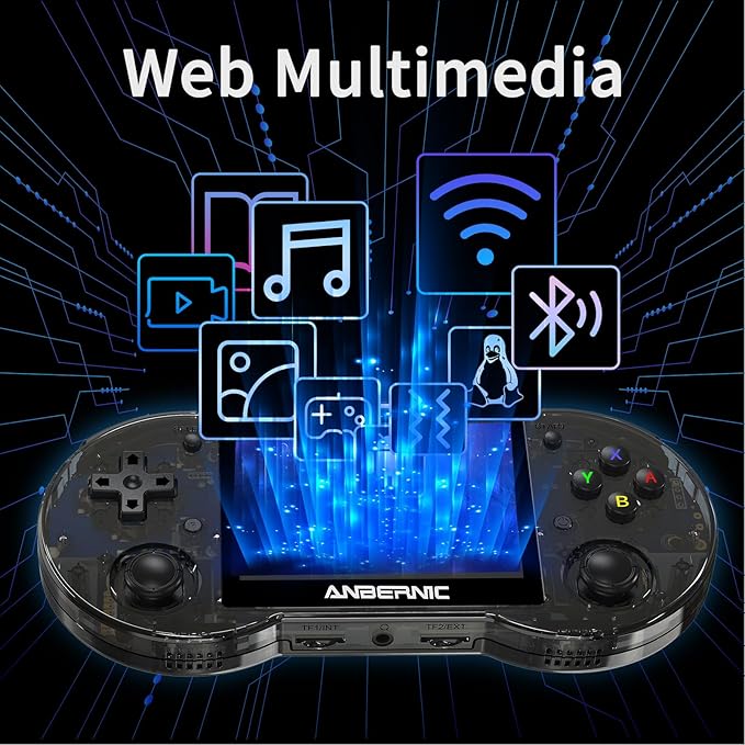 RG353P Handheld Game Console RG351P Retro Gaming Console Portable Game Console 3.5 Inch IPS Screen Double 3D Rocker Supports 3.5mm Sound Headphones Black