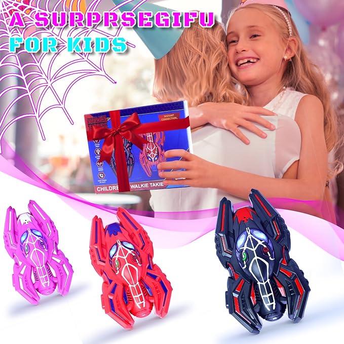 Spiders Walkie Talkies for Girls Toys|Walkie Talkies for Toddlers Age 3-8 Year Old|Camping Gear Outdoor Hiking Newsletter|Long Distance Wireless Telephone Receiver for 3-5 4-8 Year Old Kids Gifts