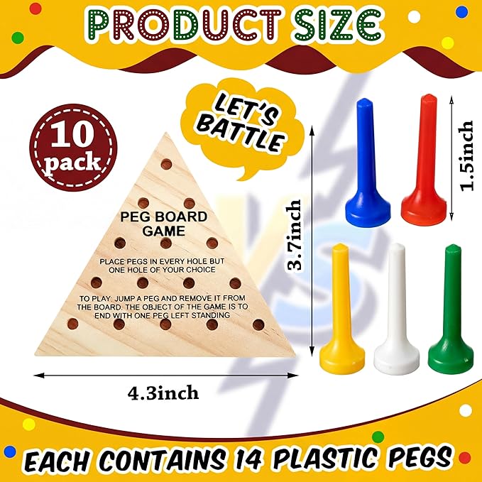Zhanmai 3 Sets Wooden Triangle Peg, Educational Board, Travel Size, Operation Christmas Learning Puzzles (Chic)