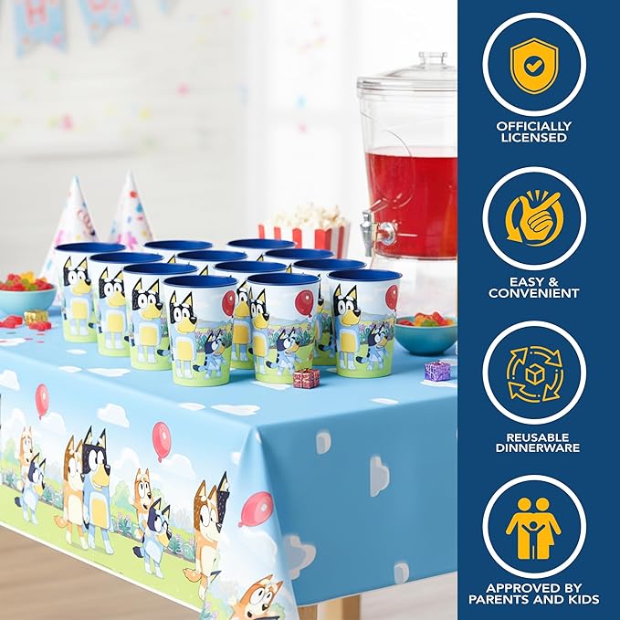 Unique Bluey 12 Pack 16 oz Plastic Reusable Favor Cups – Birthday Party Supplies, Goodie Bag Favors, Kids’ Drinkware & Take-Home Gifts