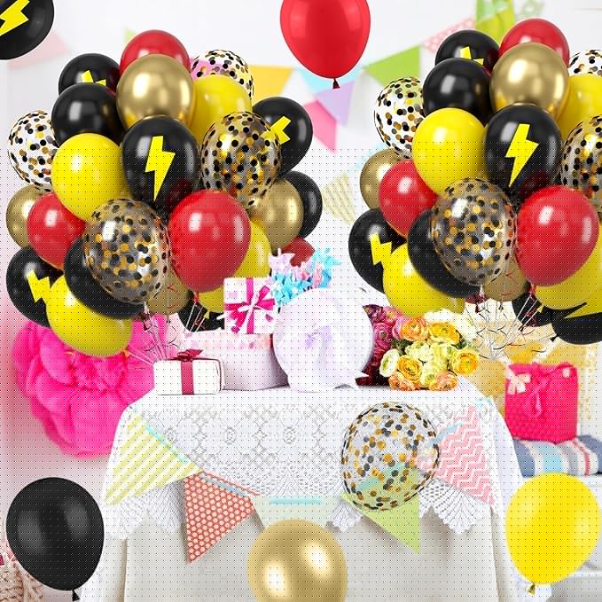 Red Black Yellow Balloons,12inch Black Yellw Red Party Balloons with Printed Latex Balloon Black Yellow Confetti Decoration for Themed Birthdays Baby Showers Holiday Party