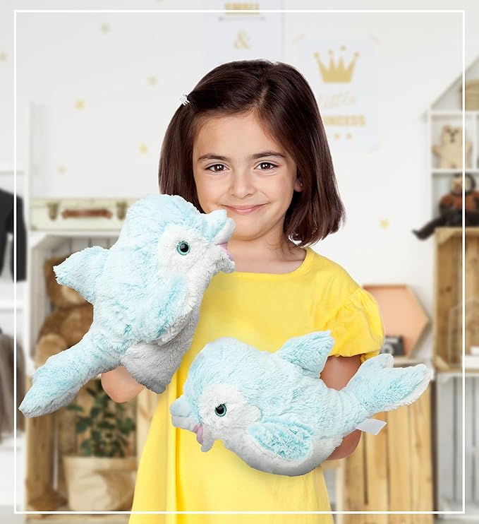 DolliBu Dolphin Plush Hand Puppet for Kids - Soft Plush Stuffed Animal Hand Puppet Toy for Puppet Show Games Puppet Theaters for Kids, Adult Cute Puppets Educational Toy to Teach Children & Toddlers