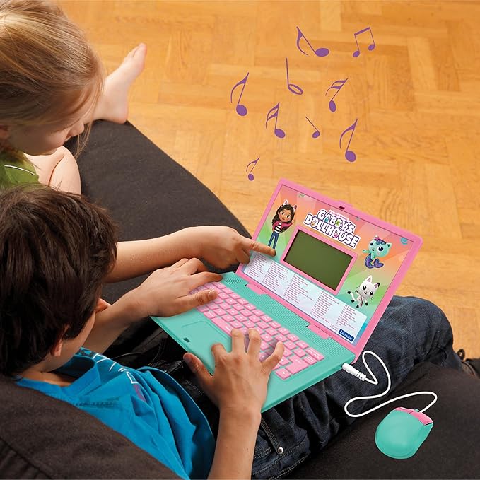 Lexibook, Gabby's Dollhouse German and English Bilingual Educational Computer, 124 Activities in Language, Writing, Math, Logic, Music and Games, Pink/Blue, JC598GDHi3