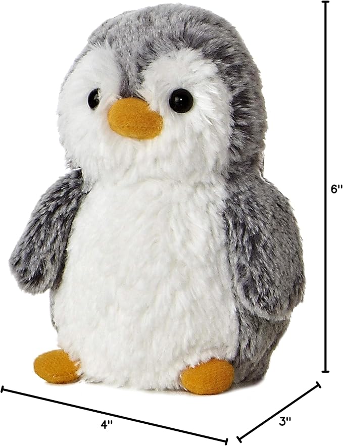 Aurora® Playful Pompom Penguin™ Mini Stuffed Animal - Vibrant Companions for Warm Cuddles - Perfect for Adults, Kids, and Birthdays - Gray 6 Inches