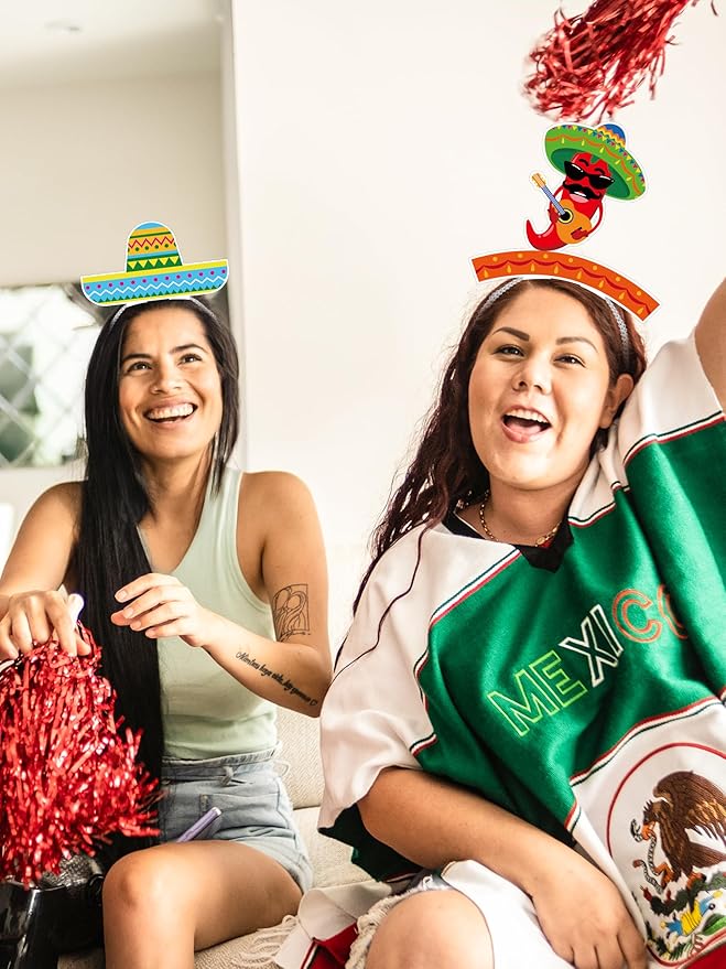 Melisheer Sombrero Party Hats, Mexican Sombrero Headbands, Colorful Cardboard Cinco De Mayo Headpieces, Fiesta Head Toppers
