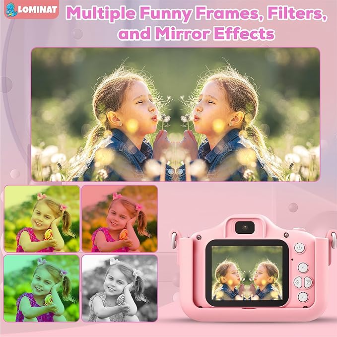 Unicorn Kids Camera for Girls Age 3-12, Selfie Camera for Girls, 1080P HD Kids Video Camera – Christmas Birthday Gift for 3 4 5 6 7 8 Year Old, Toy Digital Camera for Toddlers with 32GB SD Card – Pink