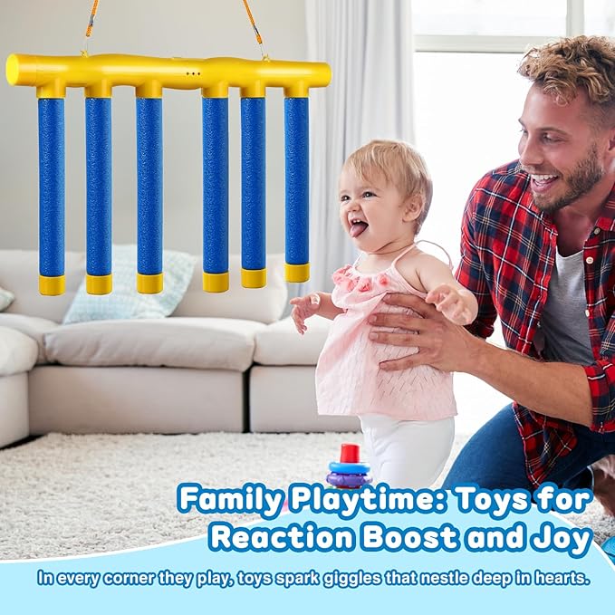 Hand Speed Challenge Game - Reflex Drop Sticks with Voice Prompts, 3 Speed Modes, USB Rechargeable, Family Party Toys for Kids & Adults-Blue