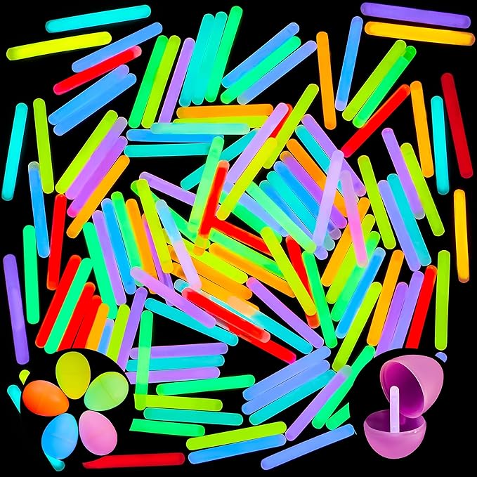 JOYIN 400 Mini Glow Sticks(1.7"), 8 Colors, Glow in The Dark for Easter Eggs Party Favors,Easter Basket Stuffer Party Pack, Weddings Classroom Decorations Prizes