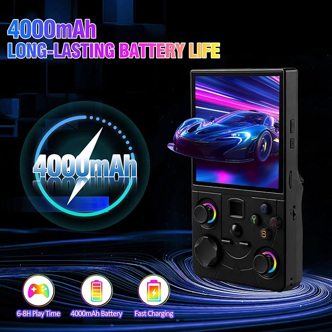 DC40V Retro Handheld Game Console - 4.0 Inch Retro Gaming Console with Preloaded 20,000+ Classic Games, Open Source Linux System, Built-in 64G TF Card, Portable Pocket Hand Held Video Game
