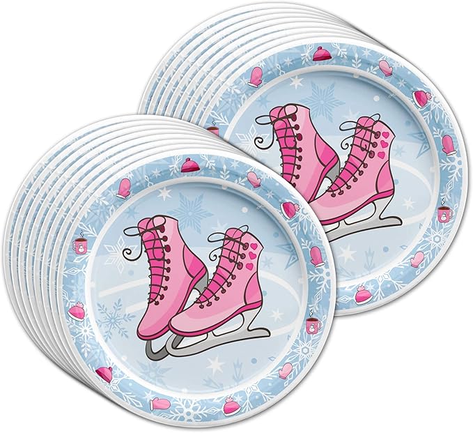 Ice Skating Birthday Party Supplies Set Plates Napkins Cups Tableware Kit for 16