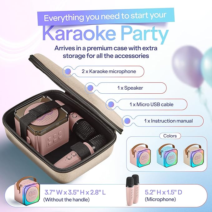 Karaoke Machine for Kids (1, Pink)