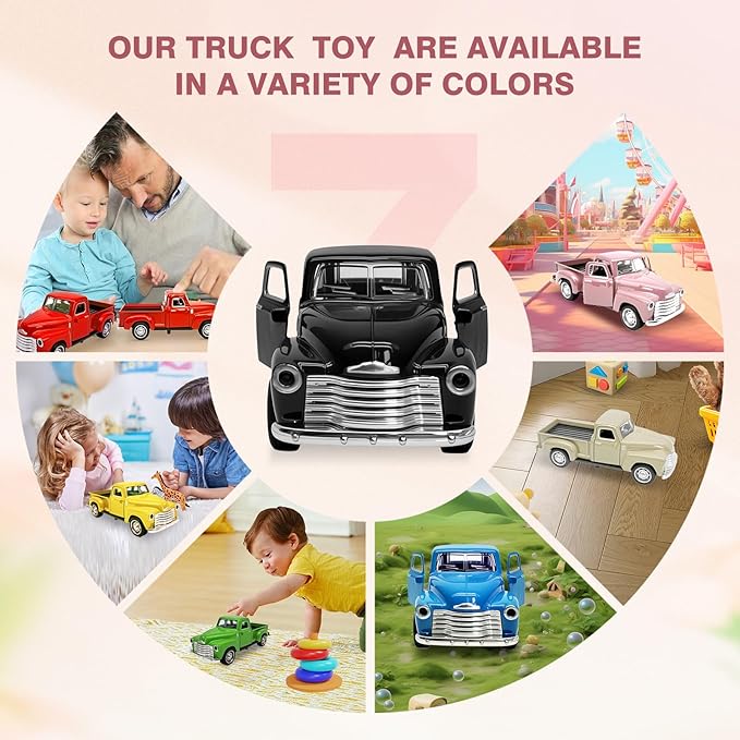 Little Black Truck Toy for Toddlers 2 3 4 5 6 7 8 Year Old Boys Girls,1:32 Alloy Toddlers Car Toy Driveable,Car Door Can Open,Toy Trucks for Kids Easter Christmas Birthday Gifts