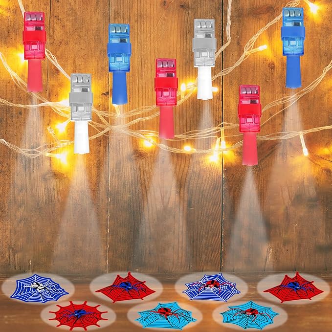 36Pcs Spider LED Finger Lights Spiderweb Glow in the Dark Light Up Finger Lights Spider Party Favors Super Theme Toys Bulk for Kids Comic Heroes Fans Birthday Classroom Prize Exchange Gift Supply