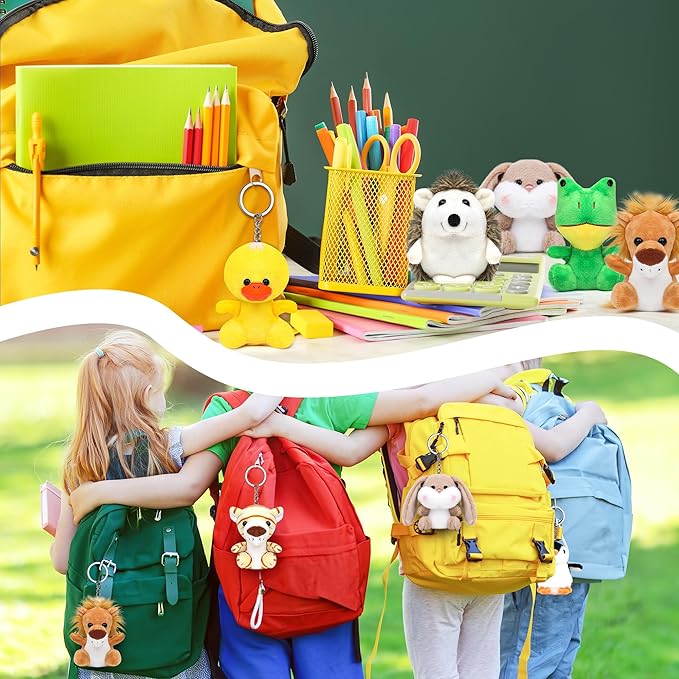 12PCS Safari Stuffed Animals - Jungle Stuffed Animals Toys Set Tiger Elephant Lion Squirrel Hedgehog Rabbit Forest Animals Gifts for Birthday Zoo Animal Party