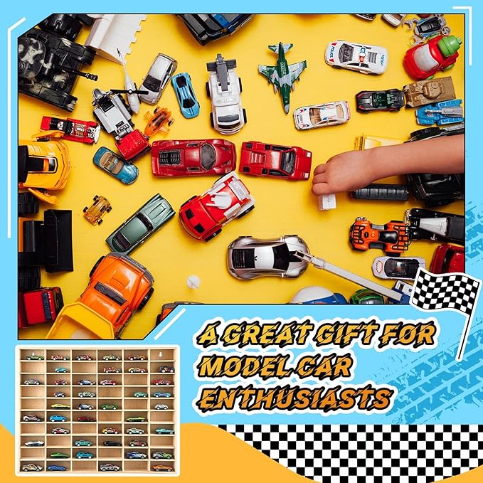 Hot 1/64 Diecast Wheels Display Case Holds Toy Cars Wooden Wall Mount Car Display Shelf Storage Organizer Case for Toy Collectibles, Wheel, Model, 10 Layers (120 Spaces in Total)