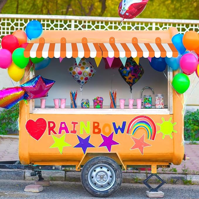 2 Piece Circus Awning Decoration 3D Carnival Tent Awning Wall Decorations for Circus Theme Party, Carnival Stand, Party Favors Supplies (Orange and White)