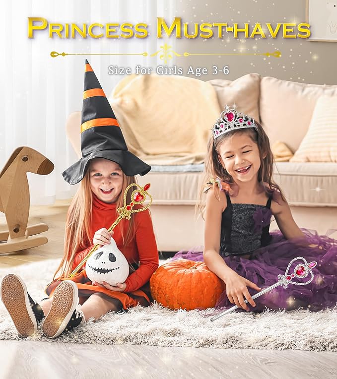 Princess Dress Up Accessories Princess Crown Tiara for Little Girls, Kids Toddler Tiara crown Wand Toy Gifts for 3-6 Girl