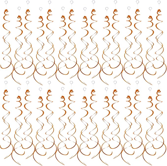 30 Pieces Hanging Swirl Party Decorations Foil Decorations Ceiling Swirl Spiral Hanging Plastic Streamer for Ceiling Birthday Graduation Wedding Celebration Baby Shower Party Supply (Orange)