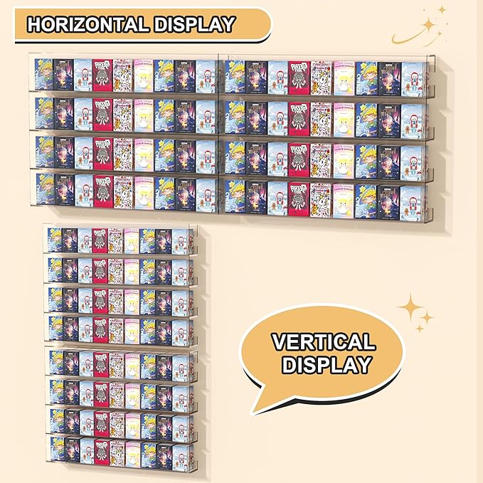 Wall Display Shelves, Acrylic Floating Shelves for Mini Toys, Clear Collectibles Display Case 2 Pack