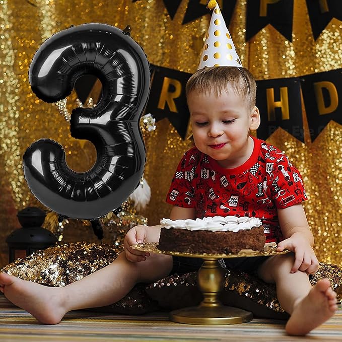 40 Inch Black Number Balloon 0-9(Zero-Nine), Big Size Happy Birthday Balloon, Foil Helium Big Number Balloon for Birthday Celebration Decorations Graduations Anniversary Photo Shoot