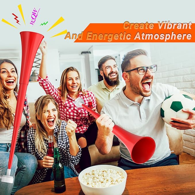 Collapsible Stadium Horn 24 Inch Vuvuzela Plastic Trumpet Horn Blow Horn Noisemakers Loud Sound Soccer Horn Cheer Horn for Sporting Events Graduation Games School Party Supplies Favors Accessories