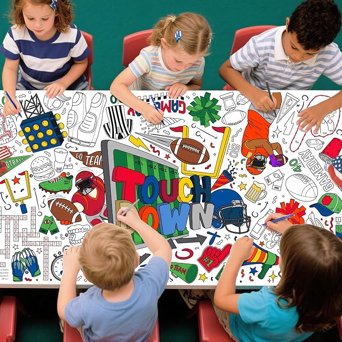 Gatherfun Football Party Giant Coloring Poster - 31.5X 72 Inches - Versatile Classroom Wall Décor & Football Birthday Decorations-Poster or Table Cover for School Parties and Special Events