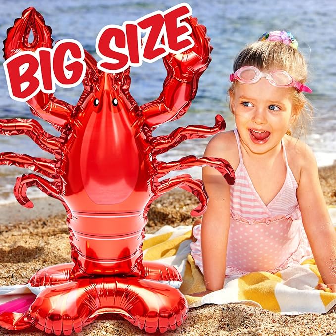 6 Pieces Giant Lobster Crawfish Balloons Simulation Sea Animal Foil Balloons for Birthday Party Decoration Home Office Party Favors Supplies(Vivid)