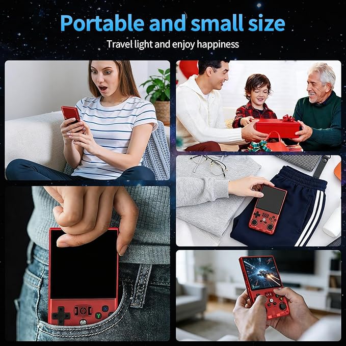 DVJQSN R36MAX Retro Handheld Game Console, 4.0 Inch Screen, 64GB, 18000+ Games, Linux System, 4000mAh Battery (Gray, 64, GB)