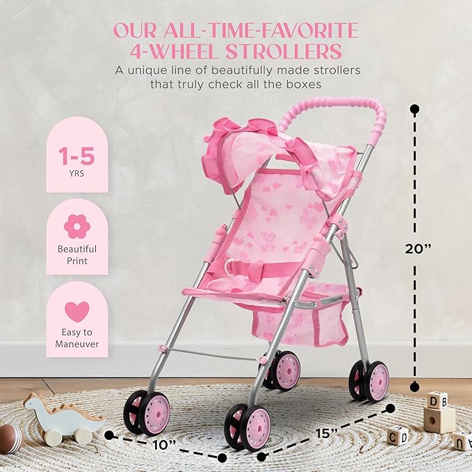 Baby Doll Stroller Bed and Swing Nursery Playset, Baby Doll Accessories Furniture Set Convertible High Chair Diaper Bag Role Play Deluxe Baby Doll Set