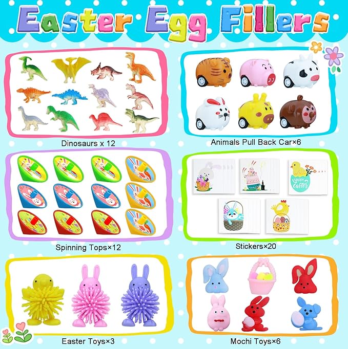 Voiiake Easter Egg Fillers & Basket Stuffer Essentials for Teens Kids, 100Pcs Small Toys & Party Favors for Boys Girls, Treasure Box Toys for Classroom, Egg Hunt Party Supplies, Carnival Prizes