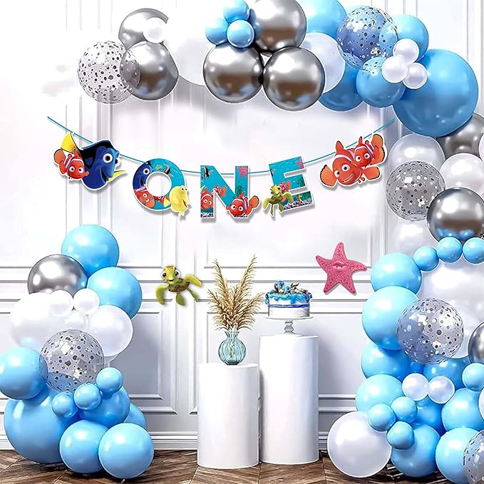 "Findng Nmo 'One' Birthday Banner | Under the Sea Party Decoration | Ocean Theme Celebration | Nautical Party Supplies | Fun & Vibrant Decor for Special Events"