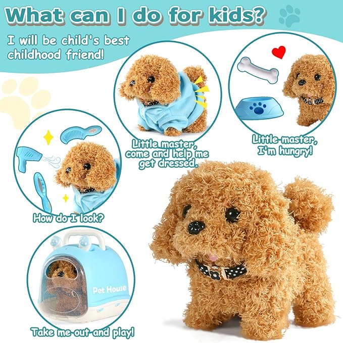 TONZE Dog Toys for Girls Kids Toys for 3 4 5 6 7 8 Year Old Girls Boys Birthday Gift, Realistic Robot Puppy Toy for Kids 3 4 5 6 Year Old, Walking Pet Toy Perritos de Juguetes para Niñas 3 4 5 6 Años
