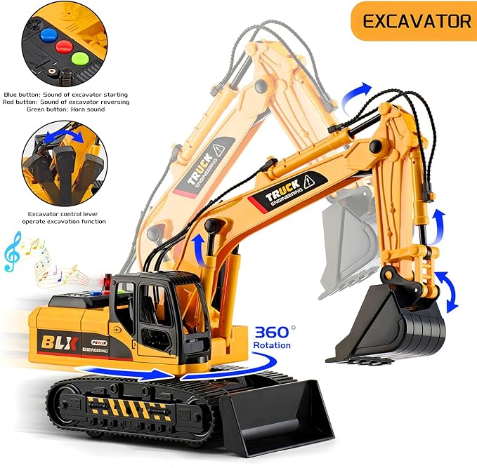 2 Pack Large Construction Engineering Truck Toys,Moveable Claw Excavator & Lifting Back Dump Truck Toy for 3 4 5 6 7 8 Years Old Boys Kids Childs Toddlers Birthday Christmas GIFS