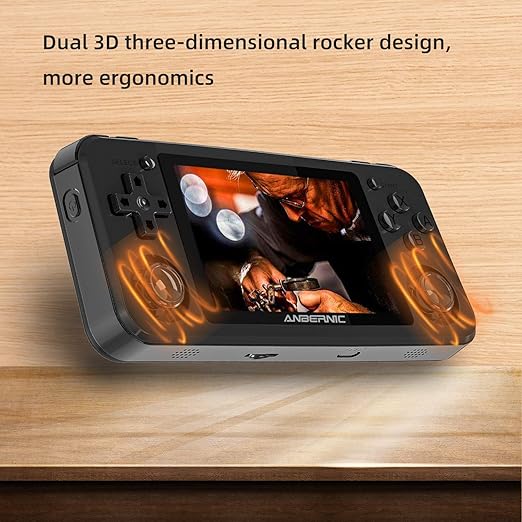 RG351P Handheld Game Console RG353P Retro Gaming Console RG353P Portable Game Console Linux and Android Dual OS 3.5" IPS Screen 64G TF Card 3500mAh Battery Support 5G WiFi 4.2 Bluetooth Black