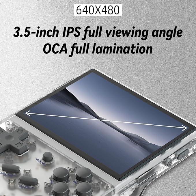 RG35XX Retro Handheld Game Console Linux System HD and TV Output 3.5 Inch IPS Screen 64G TF Card 5500+ Classic Games 2600mAh Battery RG35XX White