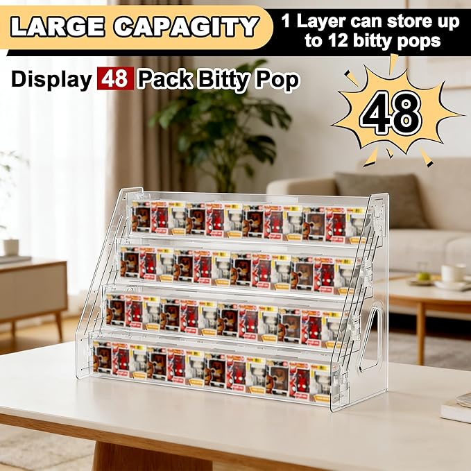 4 Layers Acrylic Display Shelf, Clear Display Stand Toys Organizer for Mini Collectible Toys