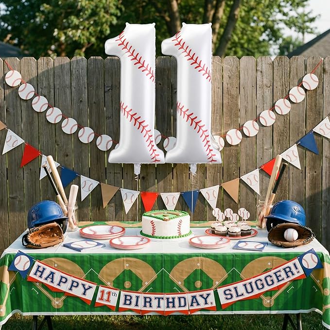 Jenaai Baseball Number 11 Balloons 40 Inch Baseball Theme Birthday Party Decorations Large Foil Balloons for Birthday Baby Shower Party Backdrop Celebration Supplies