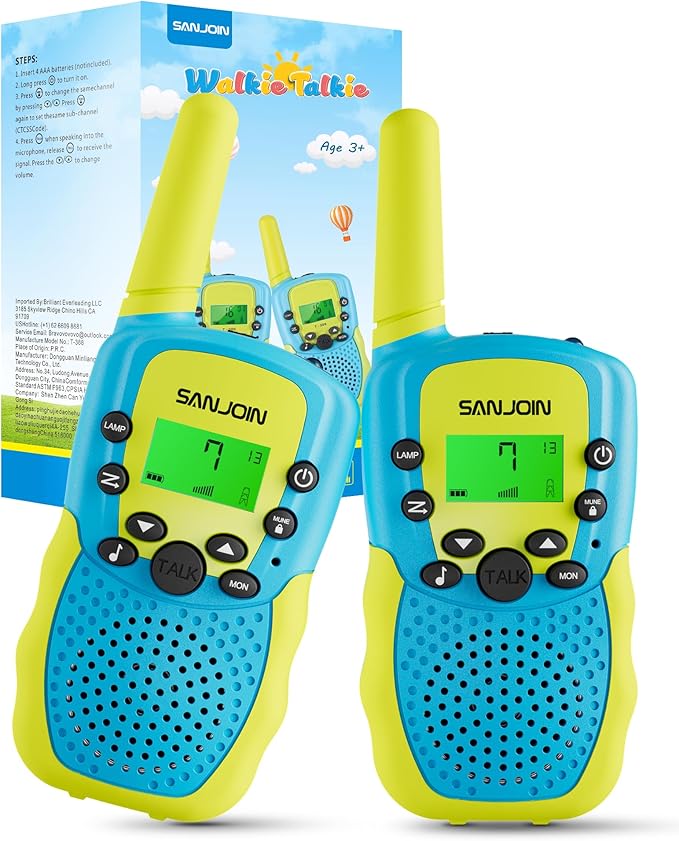 Walkie Talkies 2 Pack for Kids Toys Easter Gifts for Boys Girls 4-8,3 Miles Range Walkie Talkie to Camping,Outdoor,4 Year Old Girl Birthday Gifts for 3 4 5 6 7 8 9 10 11 12 Year Old Boy Girl