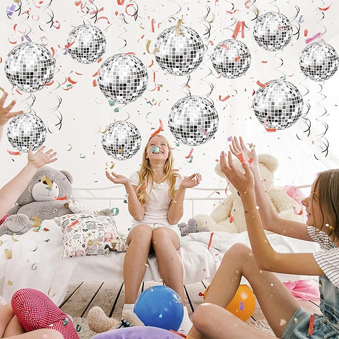 54 Pieces Disco Party Decorations Disco Ball Hanging Swirls 70s Party Hanging Swirls Ceiling Decor for Disco Fever Party 70s Hippie Birthday Party Favors Supplies