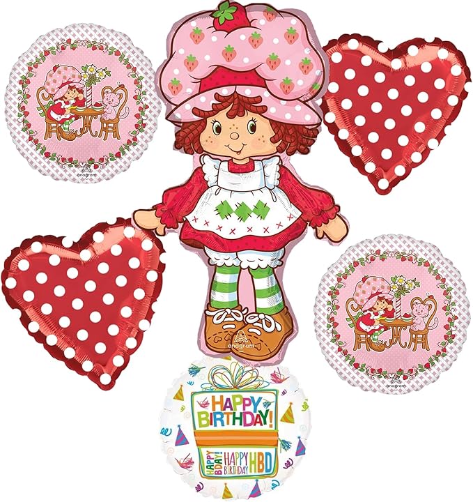 Anagram Birthday Party Supplies Strawberry Girl Shortcake Jumbo Shape Balloon Bouquet Decorations
